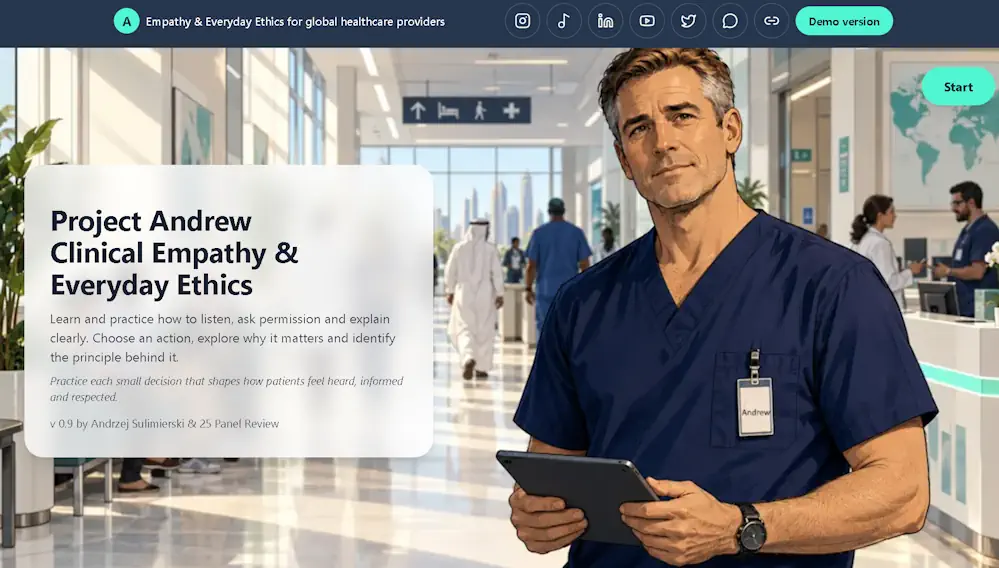 Project Andrew — interactive empathy and ethics practice for healthcare professionals